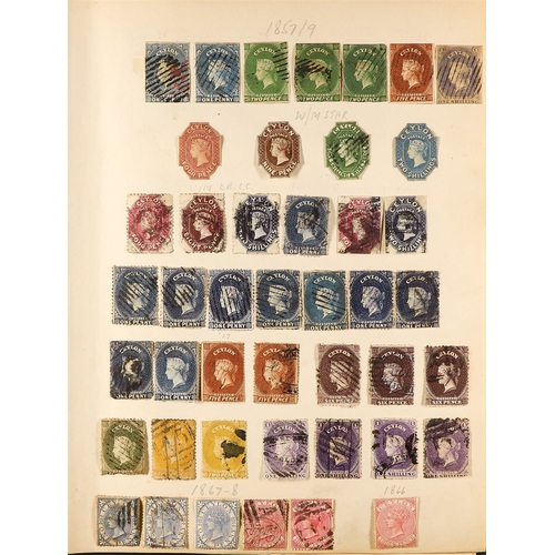 332 - CEYLON 1857-1900 COLLECTION of mint & used stamps untidily arranged on home-made album pages, incl. ... 