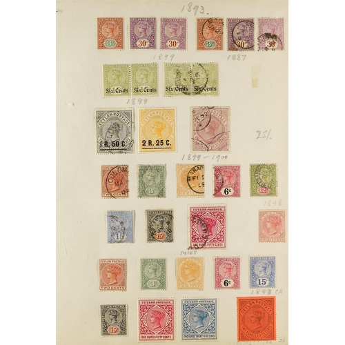 332 - CEYLON 1857-1900 COLLECTION of mint & used stamps untidily arranged on home-made album pages, incl. ... 