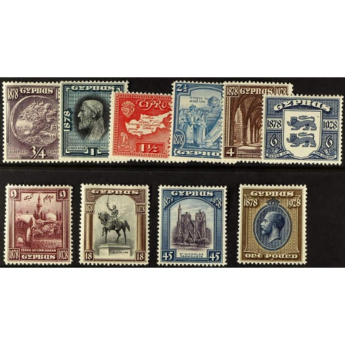 369 - CYPRUS 1928 Anniversary set, SG 123/132. lightly hinged mint. Cat. £300. (10 stamps)