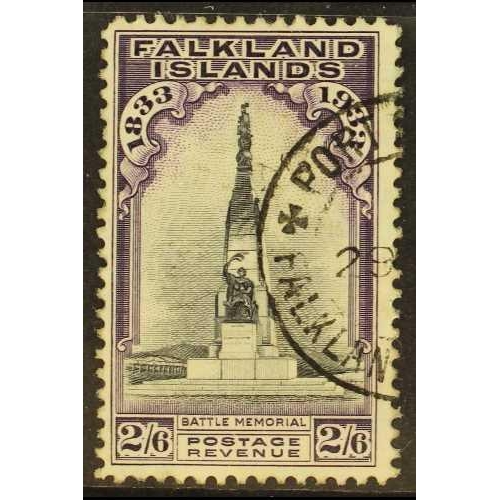 396 - FALKLAND IS. 1933 2s.6d black & violet Centenary, SG 135, fine used. Cat. £400.