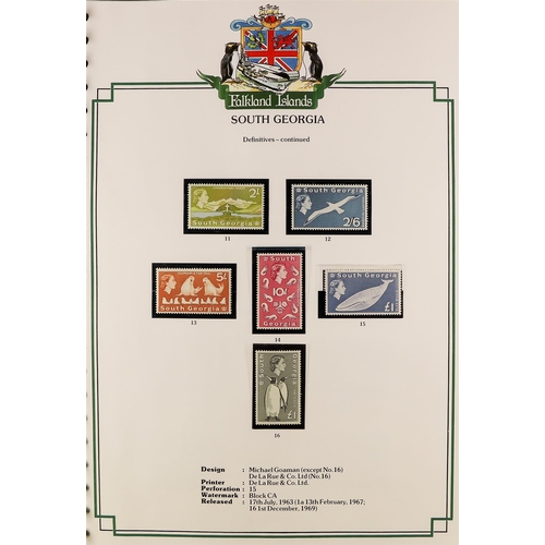 400 - FALKLAND IS. DEPS. S.G. PRINTED ALBUM with KGVI to 1980's issues, incl. 1954 Definitive set mint (10... 