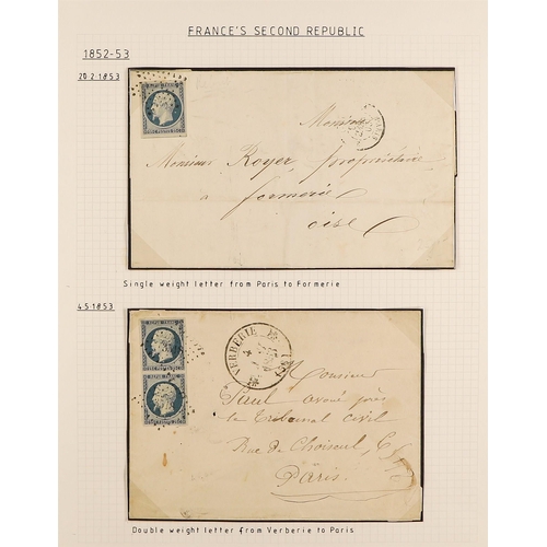 412 - FRANCE 1852 NAPOLEON ISSUE USED COLLECTION with 1852-53 10c & 25c Napoleon stamps with 