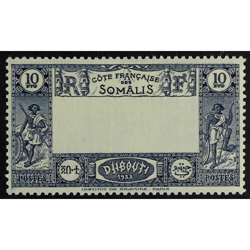 447 - FRENCH COLONIES SOMALI COAST 1938 10f light blue and indigo, CENTRE OMITTED (SG 276a, Yvert 168a), v... 