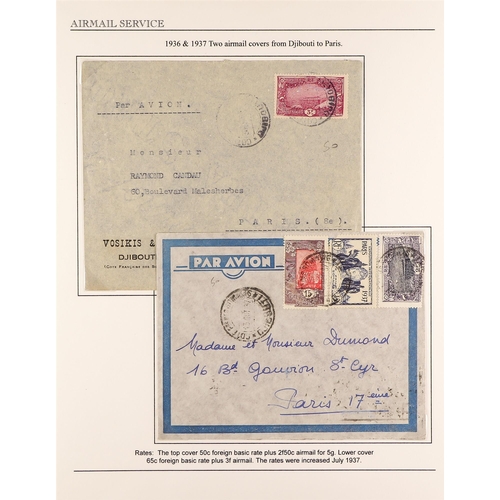 452 - FRENCH COLONIES SOMALI COAST 1909-40 collection of used stamps, commercial covers and cards to a wid... 