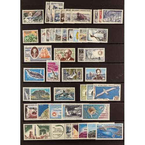 456 - FRENCH COLONIES T.A.A.F. 1955-69 NEVER HINGED MINT virtually complete for postage and air issues, Yv... 