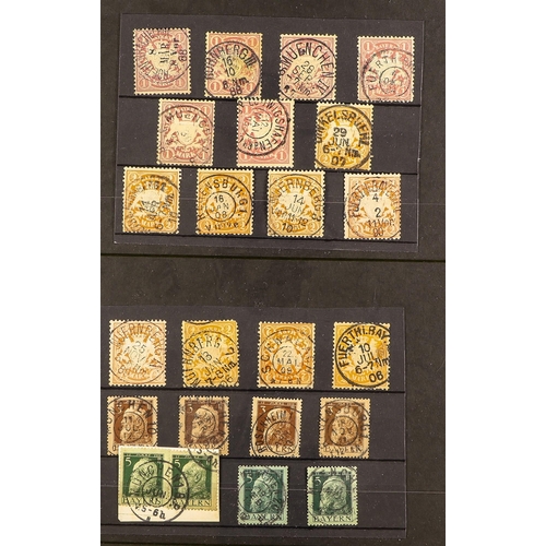 462 - GERMAN STATES BAVARIA 1850-1920 POSTMARKS COLLECTION with numeral types, two line town cancels, cds ... 