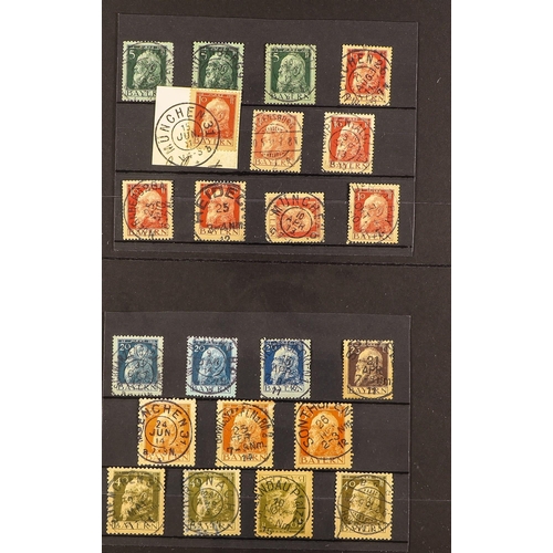 462 - GERMAN STATES BAVARIA 1850-1920 POSTMARKS COLLECTION with numeral types, two line town cancels, cds ... 