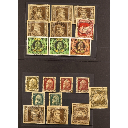 462 - GERMAN STATES BAVARIA 1850-1920 POSTMARKS COLLECTION with numeral types, two line town cancels, cds ... 