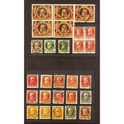 462 - GERMAN STATES BAVARIA 1850-1920 POSTMARKS COLLECTION with numeral types, two line town cancels, cds ... 