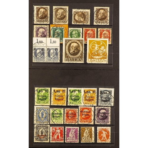 462 - GERMAN STATES BAVARIA 1850-1920 POSTMARKS COLLECTION with numeral types, two line town cancels, cds ... 