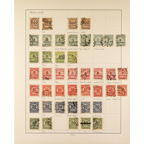 472 - GERMANY 1919-23 INFLATION PERIOD ISSUES, USED COLLECTION in an album, with many identified shades, v... 