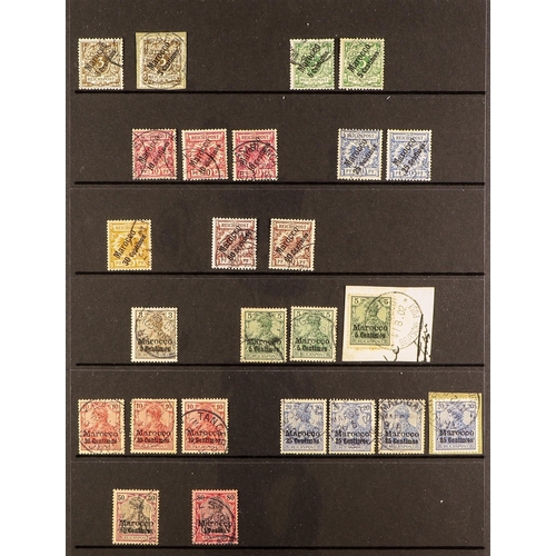 507 - GERMAN COLONIES POST OFFICES IN MOROCCO 1899-1911 used ranges incl. 1899 all values to 60c on 50pf (... 