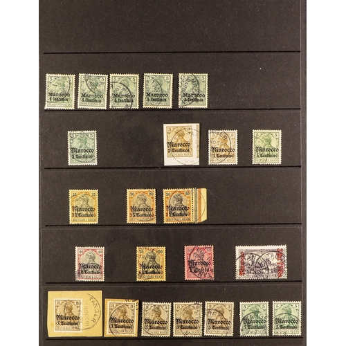 507 - GERMAN COLONIES POST OFFICES IN MOROCCO 1899-1911 used ranges incl. 1899 all values to 60c on 50pf (... 