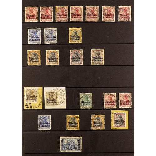 507 - GERMAN COLONIES POST OFFICES IN MOROCCO 1899-1911 used ranges incl. 1899 all values to 60c on 50pf (... 