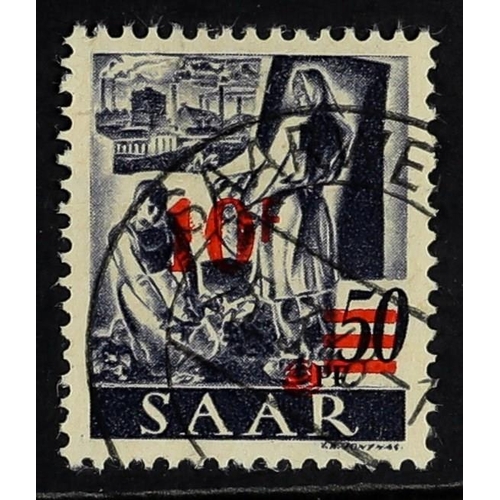 510 - GERMANY - SAAR 1947 1947 10f on 50pf slate-violet yellowish paper original printing 0.5mm spacing su... 