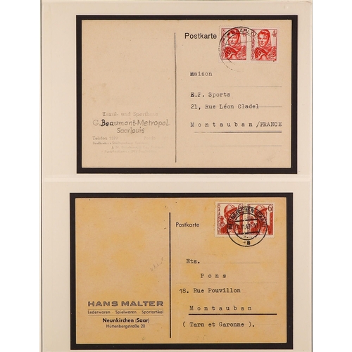 511 - GERMANY - SAAR 1947-50 COVERS & CARDS incl. 1947 two registered postcards with mixed frankings of Fr... 