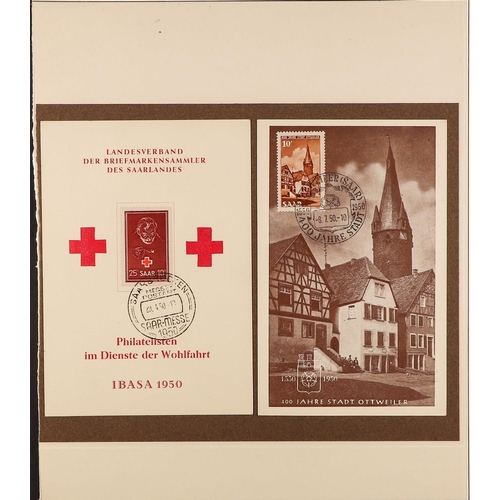 511 - GERMANY - SAAR 1947-50 COVERS & CARDS incl. 1947 two registered postcards with mixed frankings of Fr... 