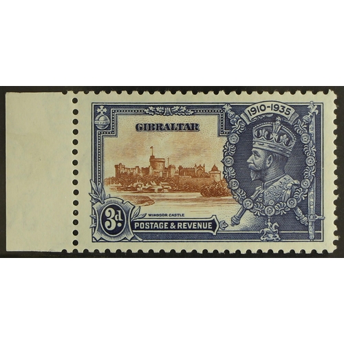 525 - GIBRALTAR 1935 3d brown and deep blue, Silver Jubilee, with extra flagstaff, SG 115a, very fine mint... 