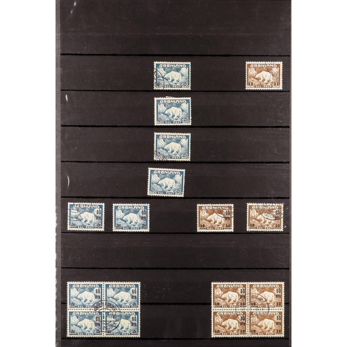 542 - GREENLAND 1938-80COLLECTION in an album, incl. never hinged mint & used stamps and many blocks of 4,... 