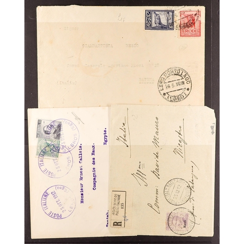 611 - ITALIAN COLONIES AEGEAN ISLANDS 1912-39 four covers or a front, from CALINO, COO, and LEROS (2), inc... 