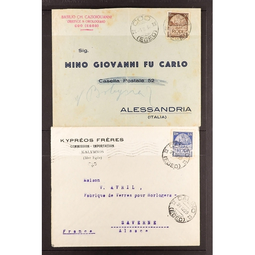 611 - ITALIAN COLONIES AEGEAN ISLANDS 1912-39 four covers or a front, from CALINO, COO, and LEROS (2), inc... 