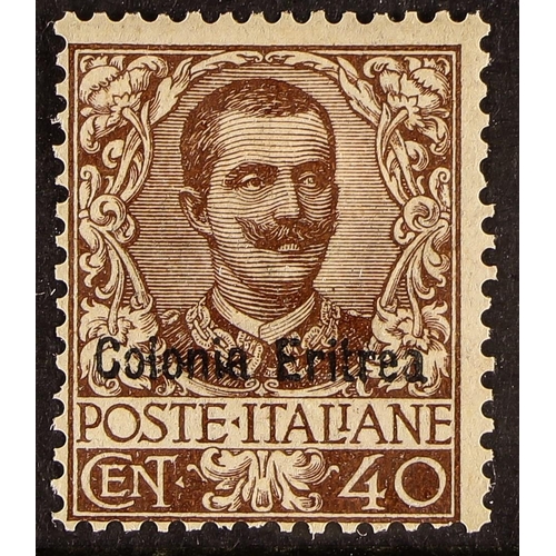 620 - ITALIAN COLONIES ERITREA 1903 40c brown, Sass 25, SG 25, fine mint. Cat. 600.