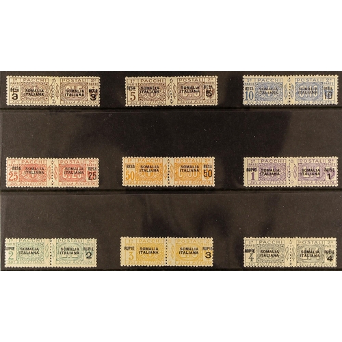 633 - ITALIAN COLONIES SOMALIA PARCEL POST. 1923 surcharged complete set in pairs, Sass S.54, SG P44/52, f... 