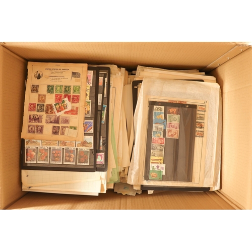 64 - COLLECTIONS & ACCUMULATIONS LARGE WORLD SORTER BOX of album pages as stock pages. Completely uncheck... 