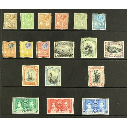 705 - MALTA 1903-1953 MINT COLLECTION incl. 1903 set, 1904-1914 set, 1914-21 set to 2/6 s, 1921-1922 to 2½... 