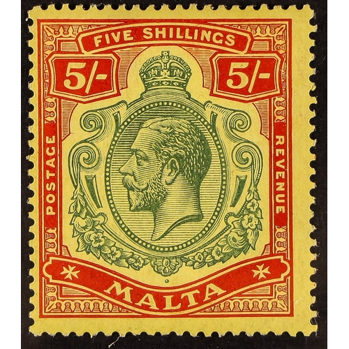 708 - MALTA 1914-21 5s green and red/yellow with 