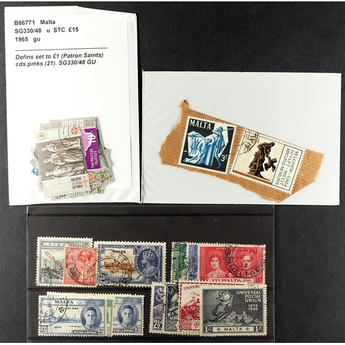 711 - MALTA 1930-65 used ranges incl. 1930 to 2s, 1935 Silver Jubilee set, 1938-43 & 1948-53 sets, 1948 RS... 