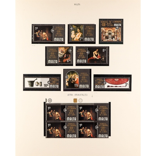 717 - MALTA 1957-68 VARIETIES, PLATE FLAWS & RETOUCHES COLLECTION a never hinged mint range, some within b... 