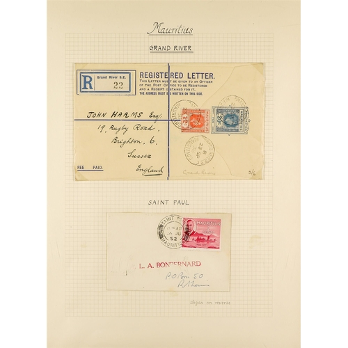 722 - MAURITIUS POSTMARKS COLLECTION. in an album, with postmarks on late QV to early QEII period stamps &... 