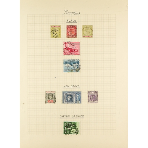 722 - MAURITIUS POSTMARKS COLLECTION. in an album, with postmarks on late QV to early QEII period stamps &... 