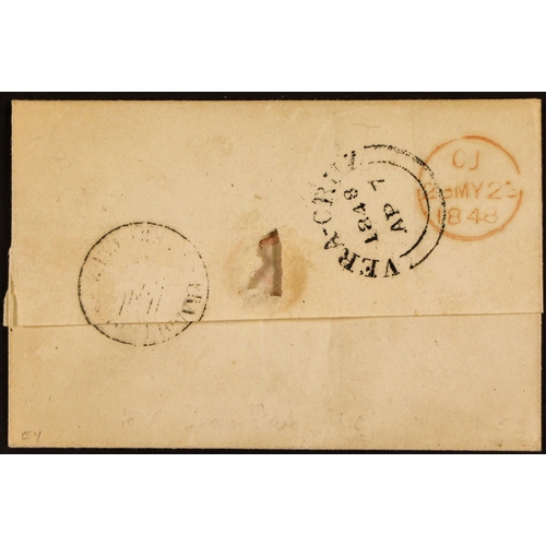 726 - MEXICO BRITISH POST OFFICE AT VERA CRUZ 1848 (Apr) entire addressed to Frederick Huth & Co in London... 