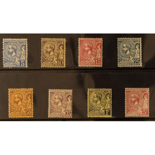 729 - MONACO 1891-94 Prince Albert 5c blue to 25c green and 50c to 5f, Yvert 13/16 & 18/21, fair to fine m... 