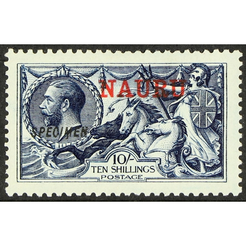 740 - NAURU 1916 10s indigo- blue Waterlow Seahorse, overprinted 