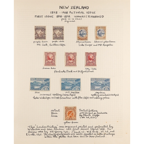 761 - NEW ZEALAND 1898 PICTORIAL ISSUE the complete set, no watermark, perf 12 to 16, SG 246/59, plus a ra... 