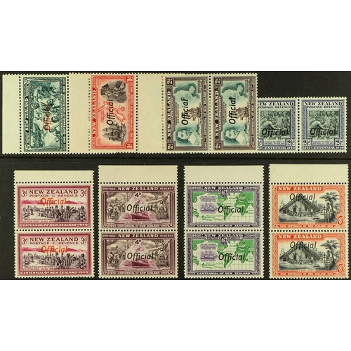 771 - NEW ZEALAND OFFICIALS 1940 ½d to 8d Centennial issue, JOINED 