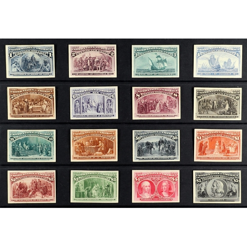 954 - UNITED STATES 1893 Colombian Exposition complete set of PLATE PROOFS on card, Scott 230P4/245P4, fin... 