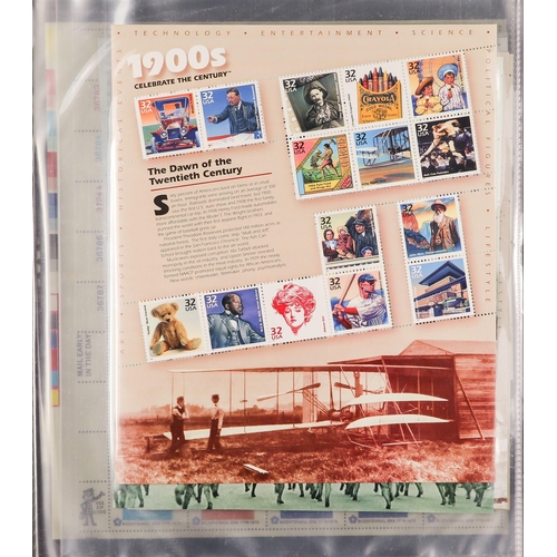 955 - UNITED STATES COMMEMORATIVE SHEETLETS 1976-2000's never hinged mint range incl. 1999 