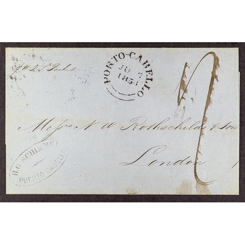 962 - VENEZUELA BRITISH POST OFFICE AT PORTO CABELLO 1858 (June) wrapper to London, showing a fine 