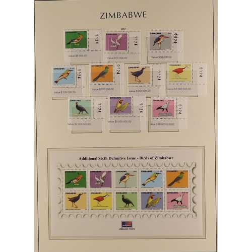 966 - ZIMBABWE 1980-2011 NEVER HINGED MINT COLLECTION in a Lighthouse hingeless album with slip case to 20... 