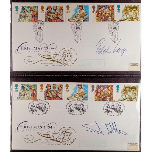 982 - GREAT BRITAIN CHRISTMAS AUTOGRAPHED COVERS COLLECTION 1990's FDC's signed incl. Ross King, Debbie Mc... 