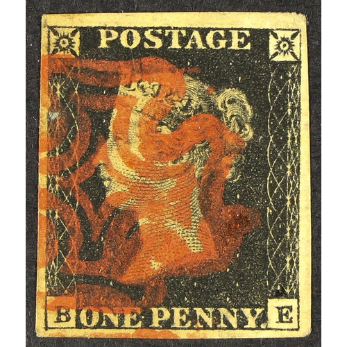 986 - GB.PENNY BLACKS 1840 1d black, Plate 4 