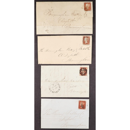 993 - GB.QUEEN VICTORIA 1841 plated 1d reds on entires, with Pl. 12 with four margins, 20 three margins, 2... 