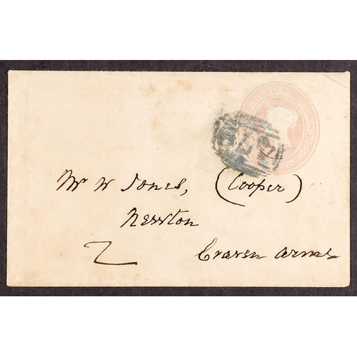 994 - GB.QUEEN VICTORIA 1846 1D PINK ENVELOPE cancelled by BLUE 