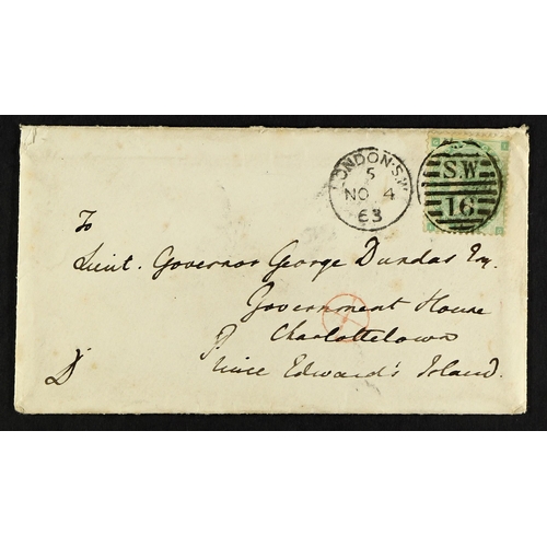 995 - GB.QUEEN VICTORIA 1863 DESTINATION MAIL - PRINCE EDWARD ISLAND (Nov) a neat envelope bearing a good ... 