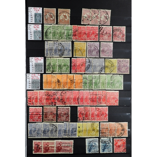 165 - AUSTRALIA 1913-90 USED ACCUMULATION in stockbooks and albums, incl. Roos (100+ stamps) to 2s, many K... 