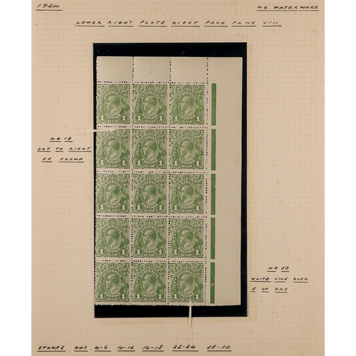 103 - AUSTRALIA 1924-25 1d sage-green Head no watermark (SG 83) mint study collection on pages, includes P... 